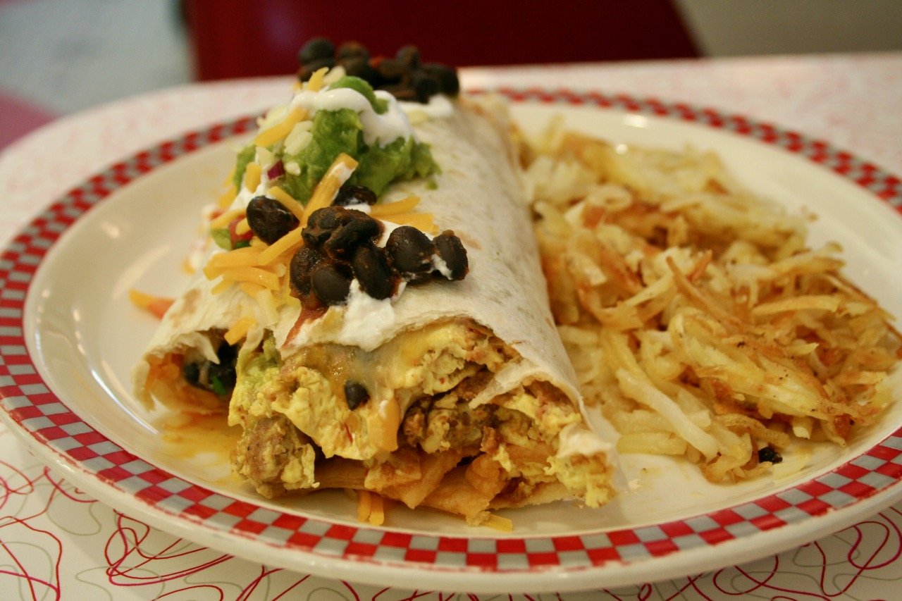 Smothered breakfast burrito at Sloopy's Diner in the Ohio Union