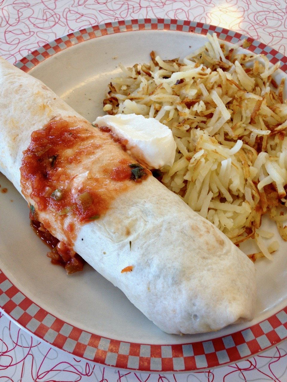 Smothered breakfast burrito at Sloopy's Diner in the Ohio Union